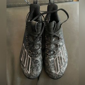 Adidas Cleats Soccer, Football, Lax, size 7, black and grey, iridescent bottoms